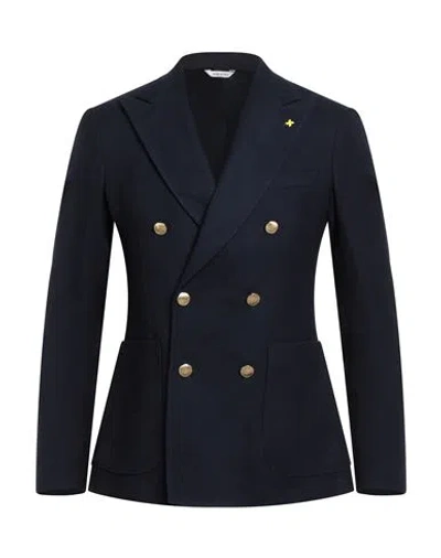 Alessandro Gilles Man Blazer Navy Size 42 Cotton, Lycra, Elastane In Blue