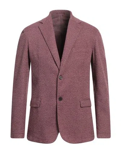 Alessandro Gilles Man Blazer Burgundy Size 38 Cotton, Polyester, Elastane In Red