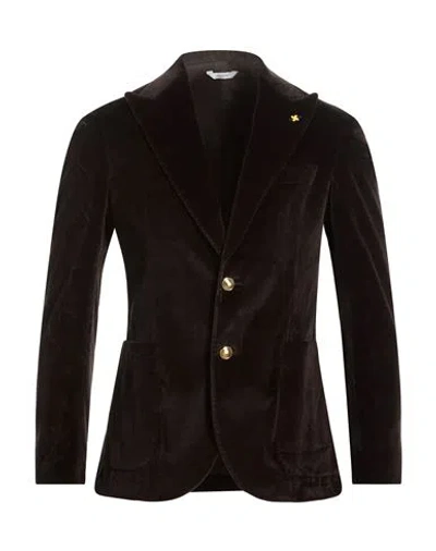 Alessandro Gilles Man Blazer Dark Brown Size 38 Cotton