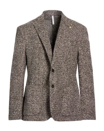 Alessandro Gilles Man Blazer Dark Brown Size 46 Cotton, Polyacrylic, Polyester, Virgin Wool