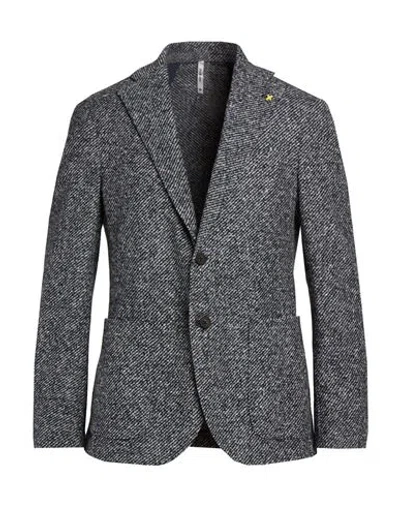 Alessandro Gilles Man Blazer Midnight Blue Size 50 Cotton, Polyacrylic, Polyester, Virgin Wool In Gray