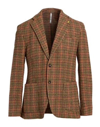 Alessandro Gilles Man Blazer Mustard Size 48 Virgin Wool In Brown