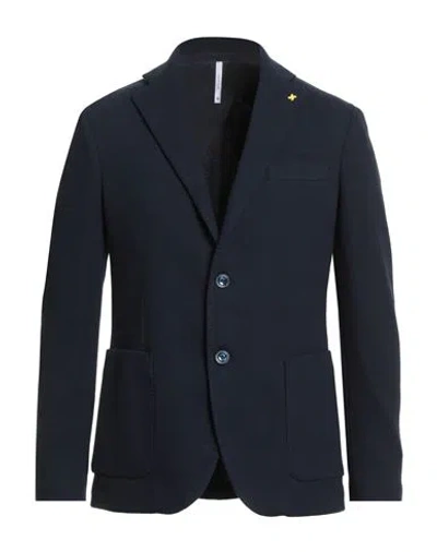 Alessandro Gilles Man Blazer Navy Size 38 Polyester, Cotton, Elastane In Blue