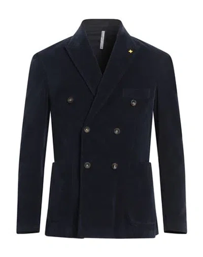 Alessandro Gilles Man Blazer Navy Size 42 Cotton, Lycra, Elastane