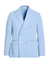 Alessandro Gilles Man Blazer Sky Blue Size 38 Wool, Viscose, Elastane