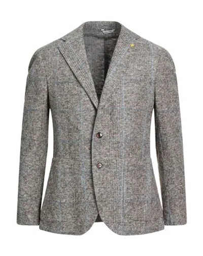 Alessandro Gilles Man Blazer Taupe Size 42 Virgin Wool, Cotton, Polyester In Gray