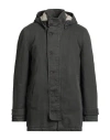 Alessandro Gilles Man Coat Lead Size 38 Cotton, Elastane In Gray