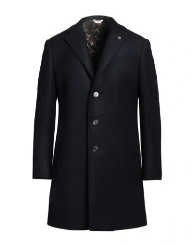 Alessandro Gilles Man Coat Midnight Blue Size 44 Viscose, Acrylic, Polyester, Virgin Wool, Elastane