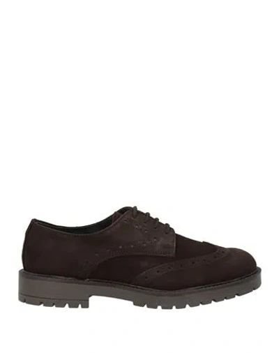 Alessandro Gilles Man Lace-up Shoes Dark Brown Size 8 Leather