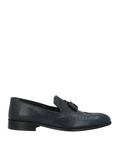 Alessandro Gilles Man Loafers Midnight Blue Size 7 Leather