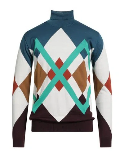 Alessandro Gilles Man Turtleneck Deep Teal Size Xxl Merino Wool, Polyacrylic In Multi