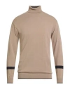 Alessandro Gilles Man Turtleneck Khaki Size Xxl Merino Wool, Polyamide, Polyacrylic, Elastane In Neutral