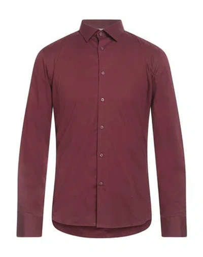 Alessandro Lamura Man Shirt Burgundy Size Xxl Cotton, Elastane In Red