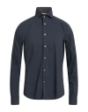 Alessandro Lamura Man Shirt Midnight Blue Size L Cotton, Polyamide, Elastane