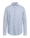 Alessandro Lamura Man Shirt Sky Blue Size 17 ½ Cotton, Wool In Blue