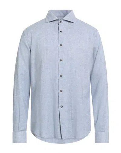 Alessandro Lamura Man Shirt Sky Blue Size 17 ½ Cotton, Wool