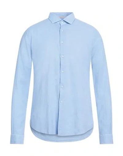 Alessandro Lamura Man Shirt Sky Blue Size Xxl Cotton, Linen