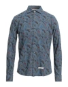 Alessandro Lamura Man Shirt Slate Blue Size S Cotton In Blue