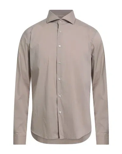 Alessandro Lamura Man Shirt Taupe Size Xxl Cotton, Polyamide, Elastane In Gray