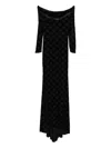Alessandro Legora Bardot-neck Diamond-pattern Gown In Animal Print