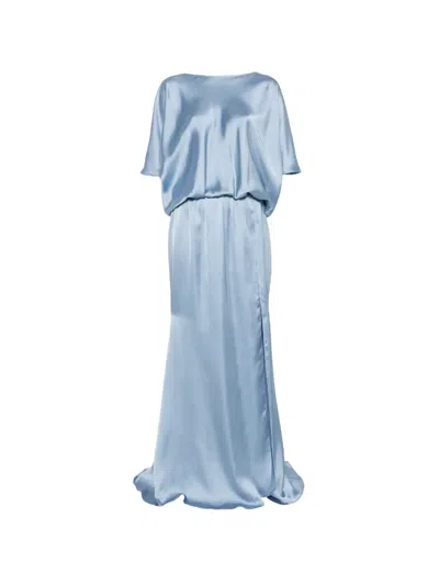 Alessandro Legora Cowl-back Satin-finish Maxi Dress In Blue