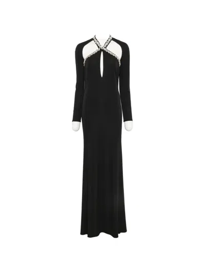 Alessandro Legora Crystal-embellished Cut-out Maxi Dress In Black