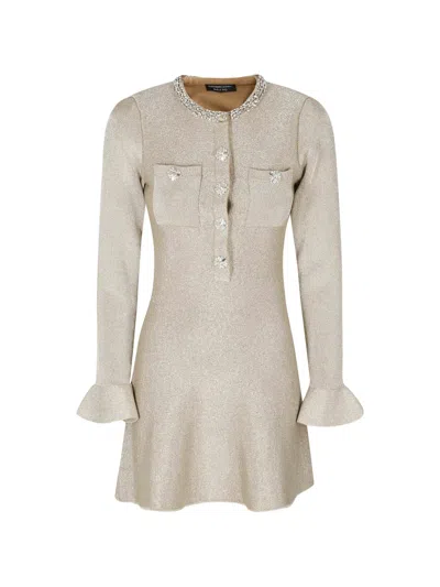 Alessandro Legora Crystal-embellished Metallic-finish Mini Dress In Neutral