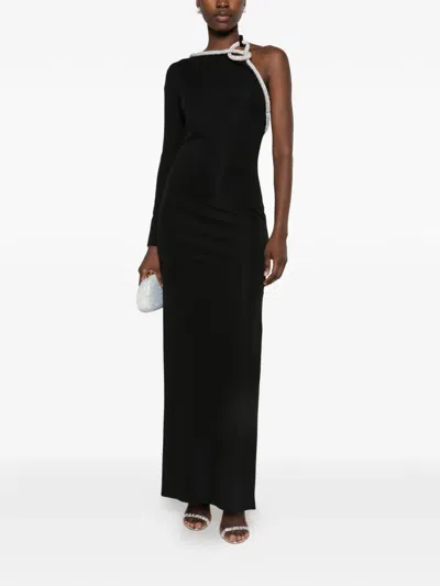 Alessandro Legora Crystal-embellished One-shoulder Maxi Dress In Black