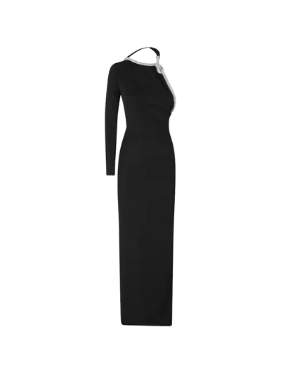 Alessandro Legora Crystal-embellished One-shoulder Maxi Dress In Black
