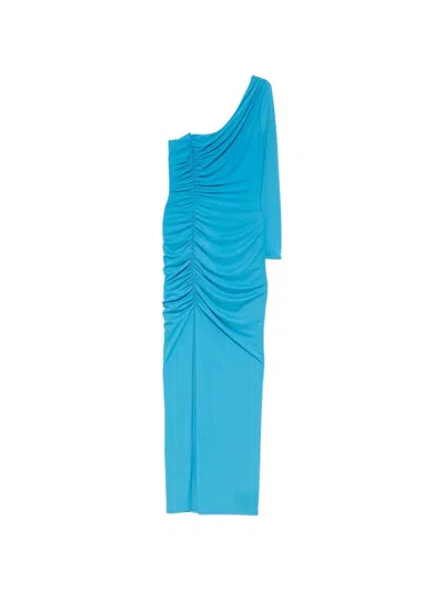 Alessandro Legora Crystal-embellished Ruched Maxi Dress In Blue