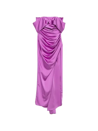 Alessandro Legora Draped Off-the-shoulder Maxi Dress In Purple