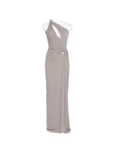 Alessandro Legora Gathered V-neck Maxi Dress In Gray