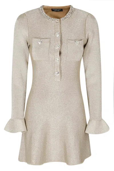 Alessandro Legora Gold Fitted Bodice Mini Dress In Gray
