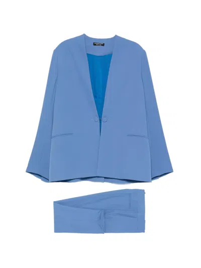 Alessandro Legora Hook-fastening Collarless Suit In Blue