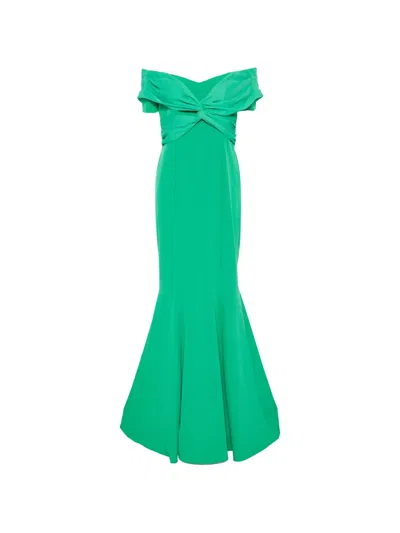 Alessandro Legora Off-shoulder Twisted-front Maxi Dress In Green