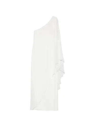 Alessandro Legora One-shoulder Ruffled Midi Dress In White