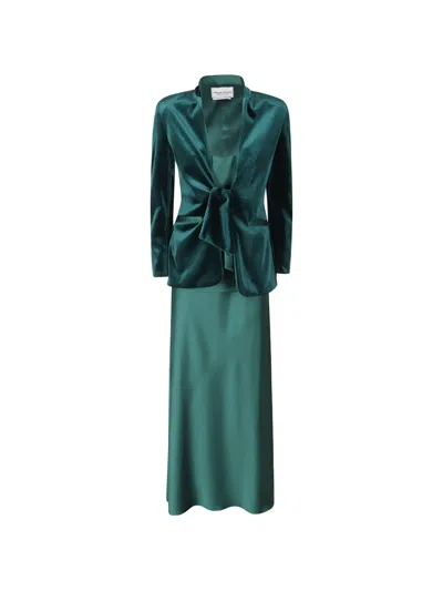 Alessandro Legora Velvet-finish Tie-fastening Blazer In Green