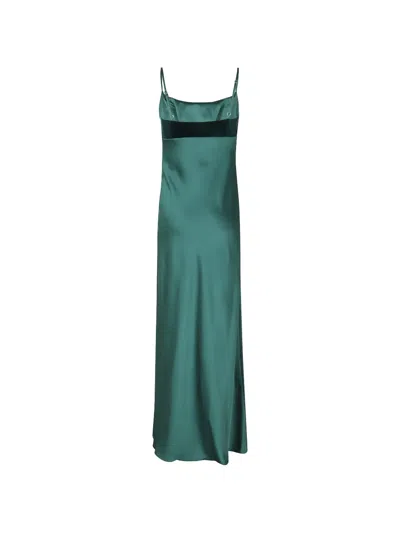 Alessandro Legora Velvet-panel Satin Maxi Dress In Green