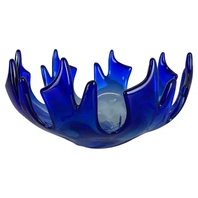 Pre-owned Alessandro Mandruzzato 1.9kg Glass Bowl Flame Centerpiece By Flavio Poli Attrib., Murano, Italy, 1970s In Red