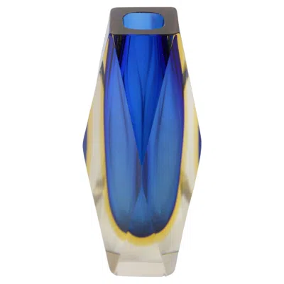 Pre-owned Alessandro Mandruzzato Blue And Yellow Sommerso Murano Vase, Italy 1960s