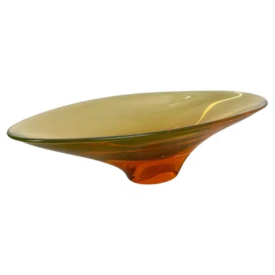 Pre-owned Alessandro Mandruzzato Colorful 29cm Murano Glass Bowl Centerpiece By Flavio Poli Attrib., Italy, 1970s In Brown