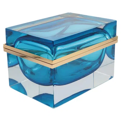Pre-owned Alessandro Mandruzzato Extra-large Murano Glass Jewelry Box By  In Blue