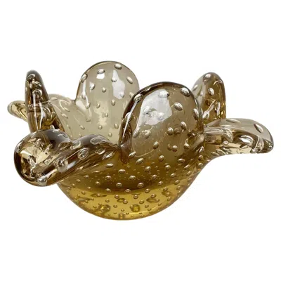Pre-owned Alessandro Mandruzzato Glass Bowl Element Shell Ashtray Murano Bubble By Barovier And Toso, Italy 1970s In Brown