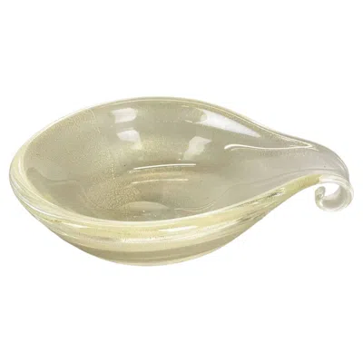 Pre-owned Alessandro Mandruzzato Glass Bowl Element Shell Ashtray Murano Bubble By Barovier And Toso, Italy 1970s In Sand