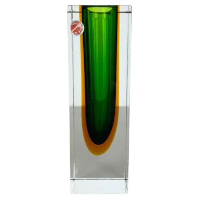 Pre-owned Alessandro Mandruzzato Green 1, 9kg Murano Glass Sommerso Vase Flavio Poli Attr., Italy, 1970