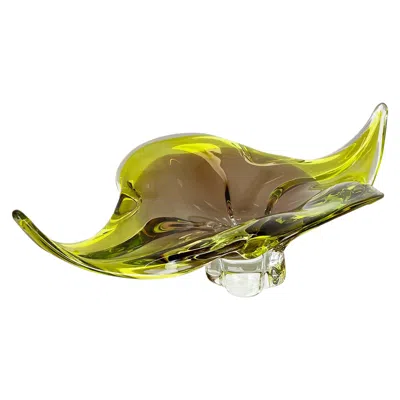 Pre-owned Alessandro Mandruzzato Heavy 2, 3kg Murano Glass "centerpiece" Bowl Shell Element Murano, Italy, 1970 In Brown