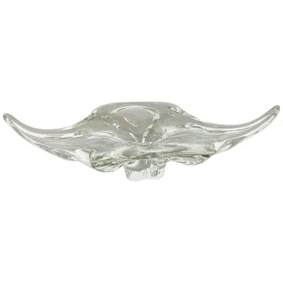 Pre-owned Alessandro Mandruzzato Heavy Xxl Murano Glass "lucid" Bowl Shell Element Shell Murano, Italy, 1970s In Gray