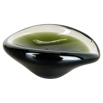Pre-owned Alessandro Mandruzzato Large 1, 5kg Murano Sculptural Glass Element Shell Ashtray Murano, Italy, 1970 In Black