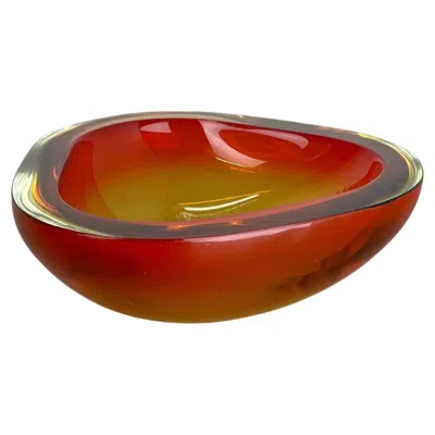 Pre-owned Alessandro Mandruzzato Large 2, 2 Kg Murano Glass "orange" Shell Bowl Element Vase Murano, Italy, 1970s In Brown