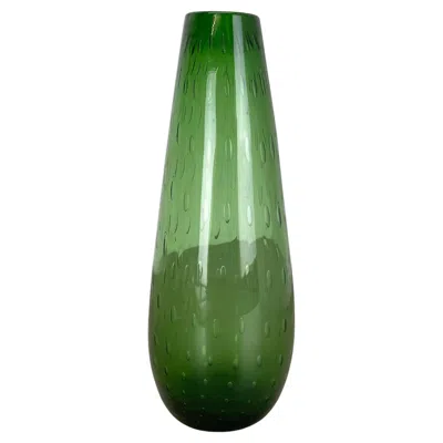 Pre-owned Alessandro Mandruzzato Large 33cm Murano Glass Bullicante Bubble "green" Vase Element, Italy, 1970s